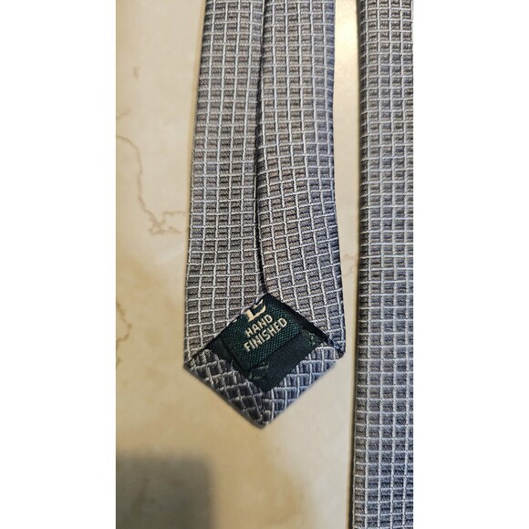 Lauren Ralph Lauren Mens Gray Tie Geometric Hand Made 100% Silk Made In USA - Picture 6 of 10
